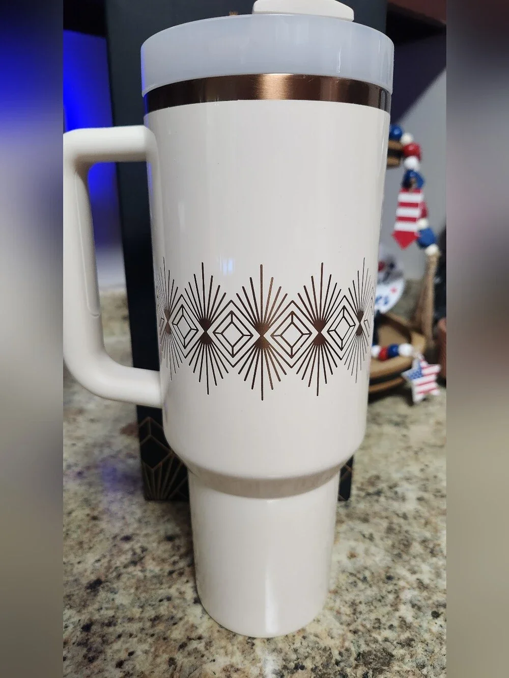 NWT Stanley Quencher Tumbler 40oz Cream Gloss Deco - Picture 5 of 8